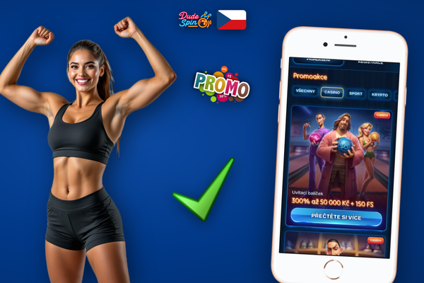 Mobilní obrazovka Dudespin Casino zobrazující připsaný bonus na vklad a 150 free spinů po zadání kódu