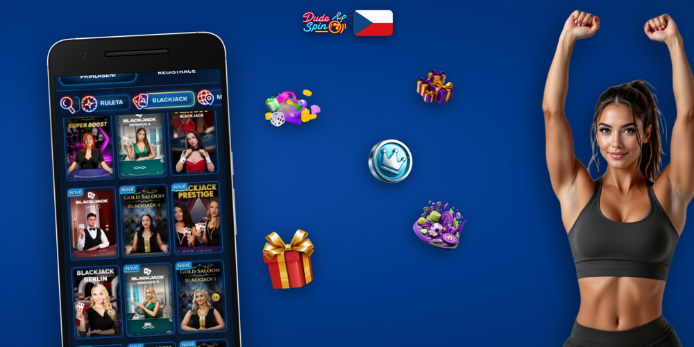 Dudespin Casino app otevřená na různých smartphonech – iPhone, Samsung, Xiaomi a Pixel