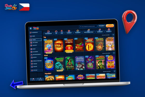 Dudespin Casino na počítači MacBook v režimu celé obrazovky na macOS
