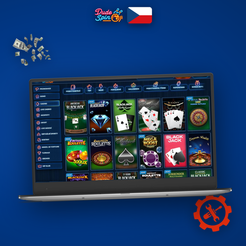 Dudespin Casino na počítači – desktopový klient otevřený v okně notebooku