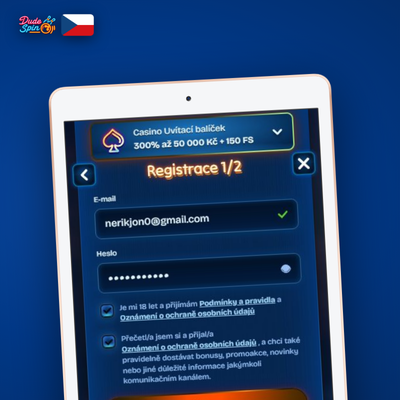Způsob registrace přes e-mail v Dudespin Casino s potvrzovacím odkazem