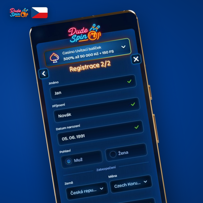 Rychlá registrace přes sociální sítě jedním kliknutím v Dudespin Casino